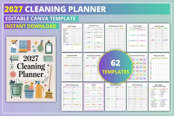 Editable 2027 Cleaning Planner: Transform Your Home Organization Routine