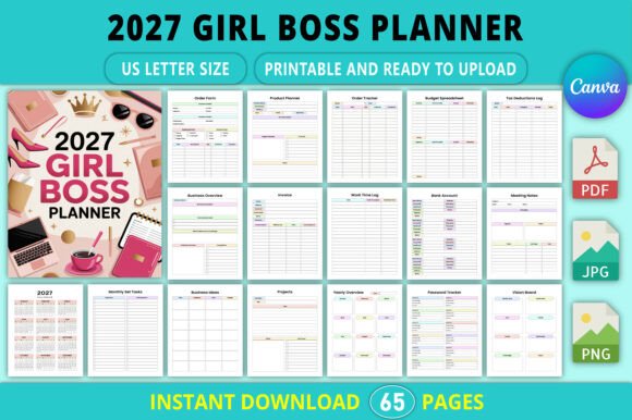 Editable 2027 Girl Boss Planner: Your Ultimate Tool for Business Success